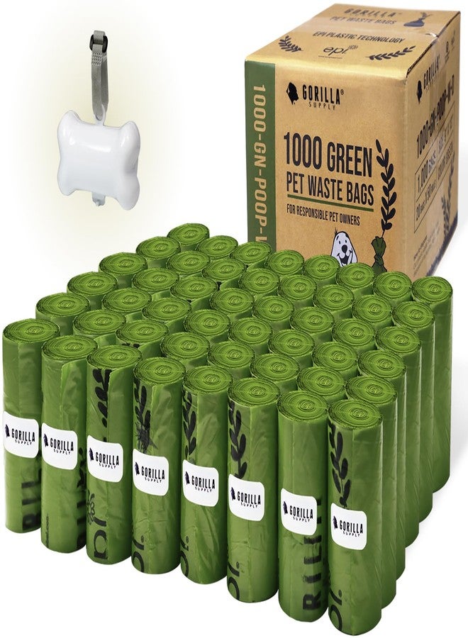 GORILLA SUPPLY Dog Poop Waste Bags with Dispenser and Leash Tie, 9" x 13", Green, 1000 Count - Image 1
